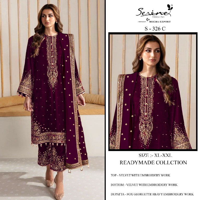 Serine S-326 Wholesale Velvet Readymade Indian Pakistani Salwar Suits