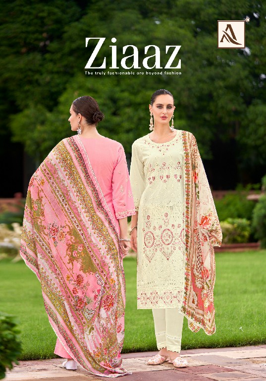 Alok Ziaaz Wholesale Pure Cambric Lawn Pakistani Embroidery Dress Material