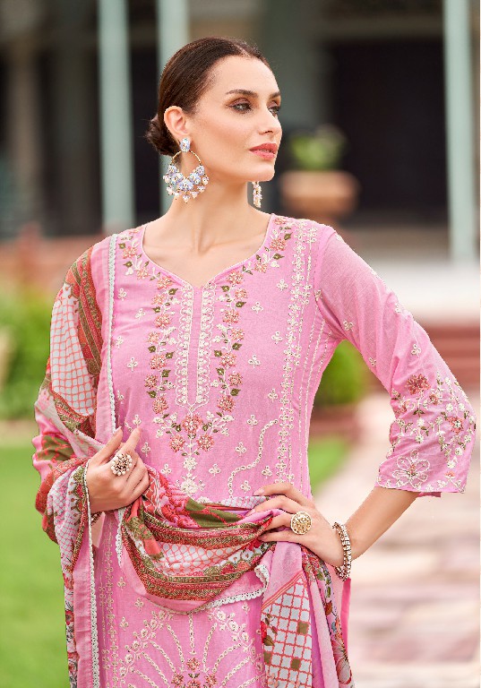 Alok Ziaaz Wholesale Pure Cambric Lawn Pakistani Embroidery Dress Material