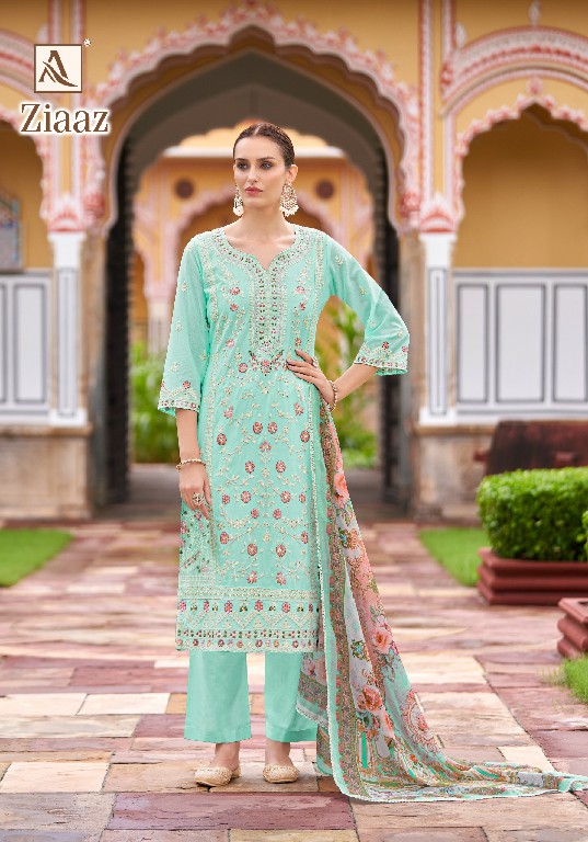 Alok Ziaaz Wholesale Pure Cambric Lawn Pakistani Embroidery Dress Material