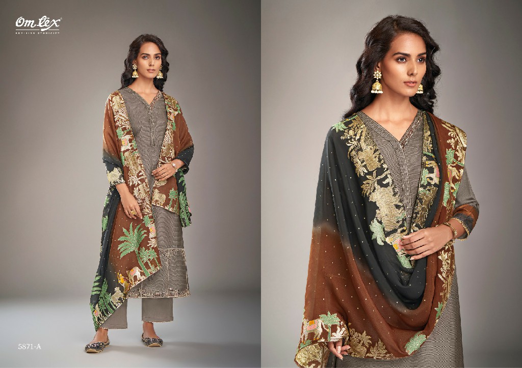 Omtex Henna Wholesale Russian Silk With Embroidery Salwar Suits