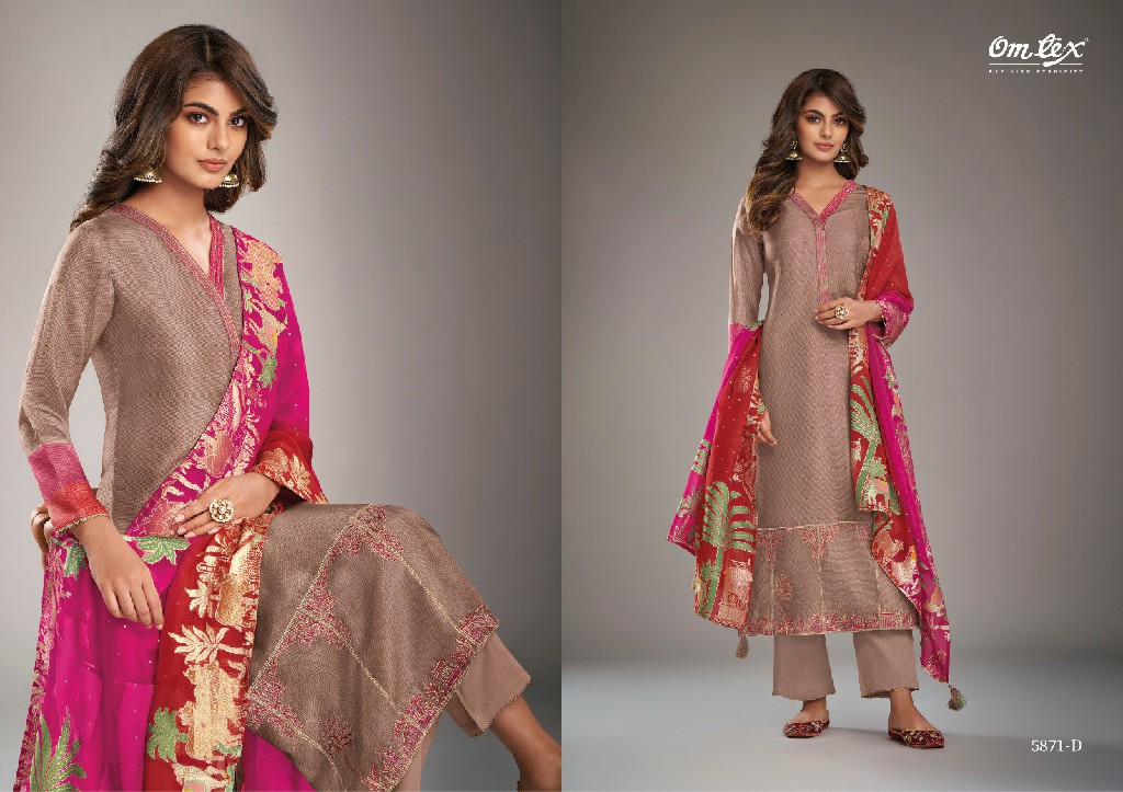 Omtex Henna Wholesale Russian Silk With Embroidery Salwar Suits