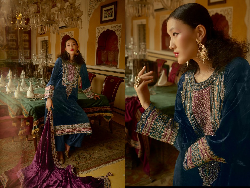 AIQA Surkh Wholesale Pure Velvet With Fancy Work Winter Salwar Suits