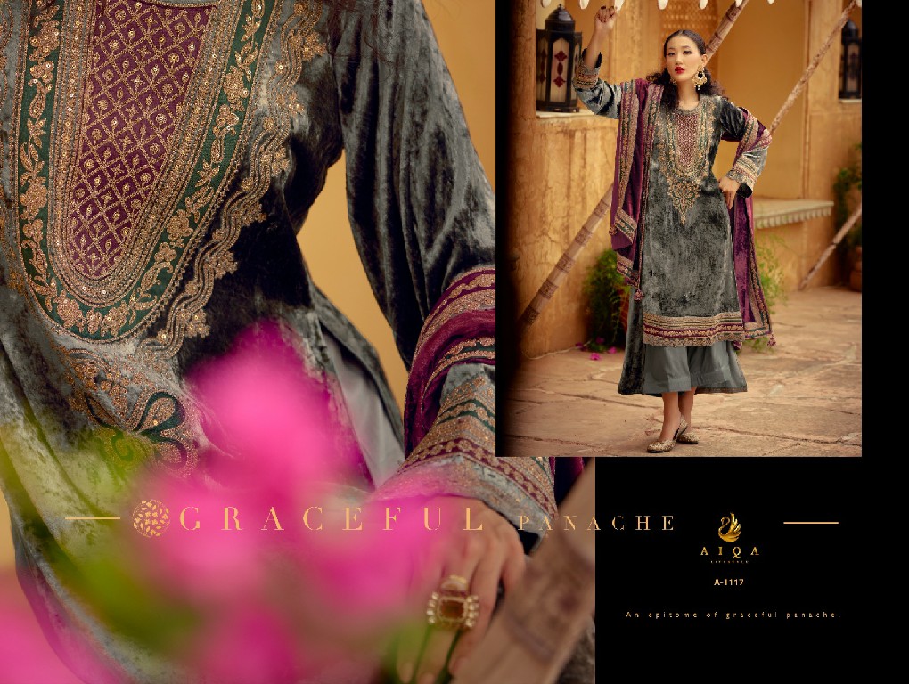 AIQA Surkh Wholesale Pure Velvet With Fancy Work Winter Salwar Suits