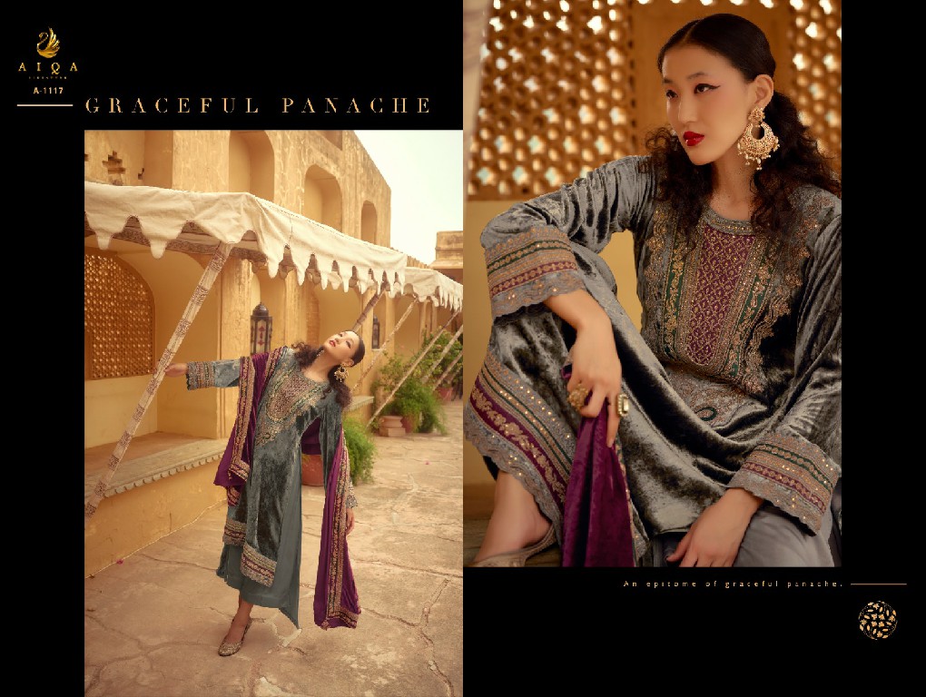 AIQA Surkh Wholesale Pure Velvet With Fancy Work Winter Salwar Suits