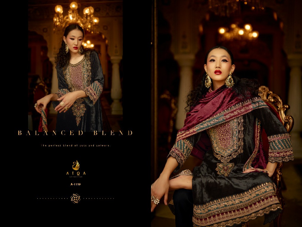 AIQA Surkh Wholesale Pure Velvet With Fancy Work Winter Salwar Suits