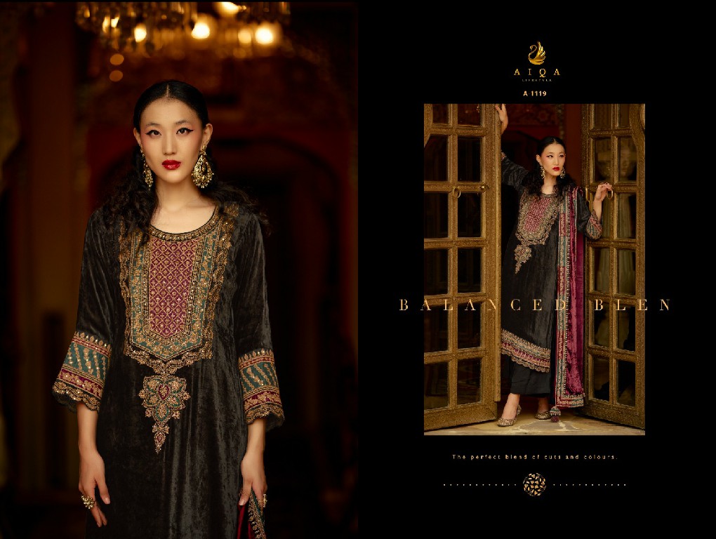 AIQA Surkh Wholesale Pure Velvet With Fancy Work Winter Salwar Suits