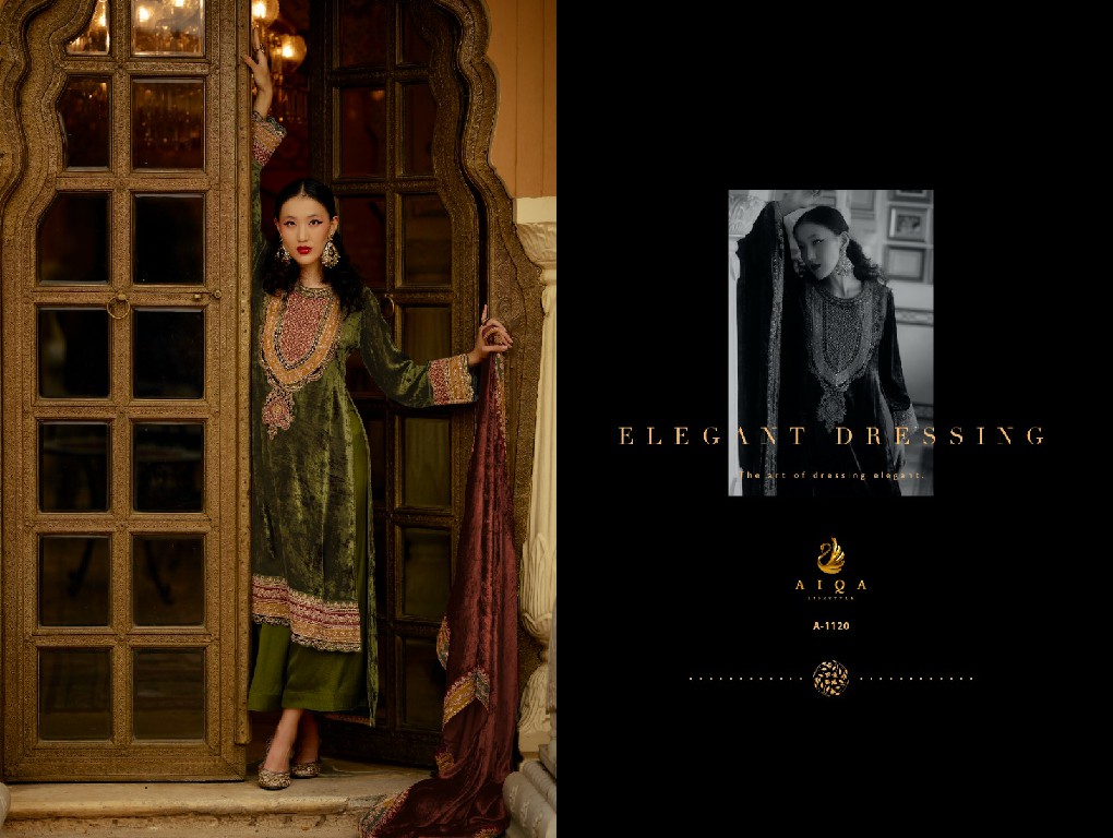 AIQA Surkh Wholesale Pure Velvet With Fancy Work Winter Salwar Suits