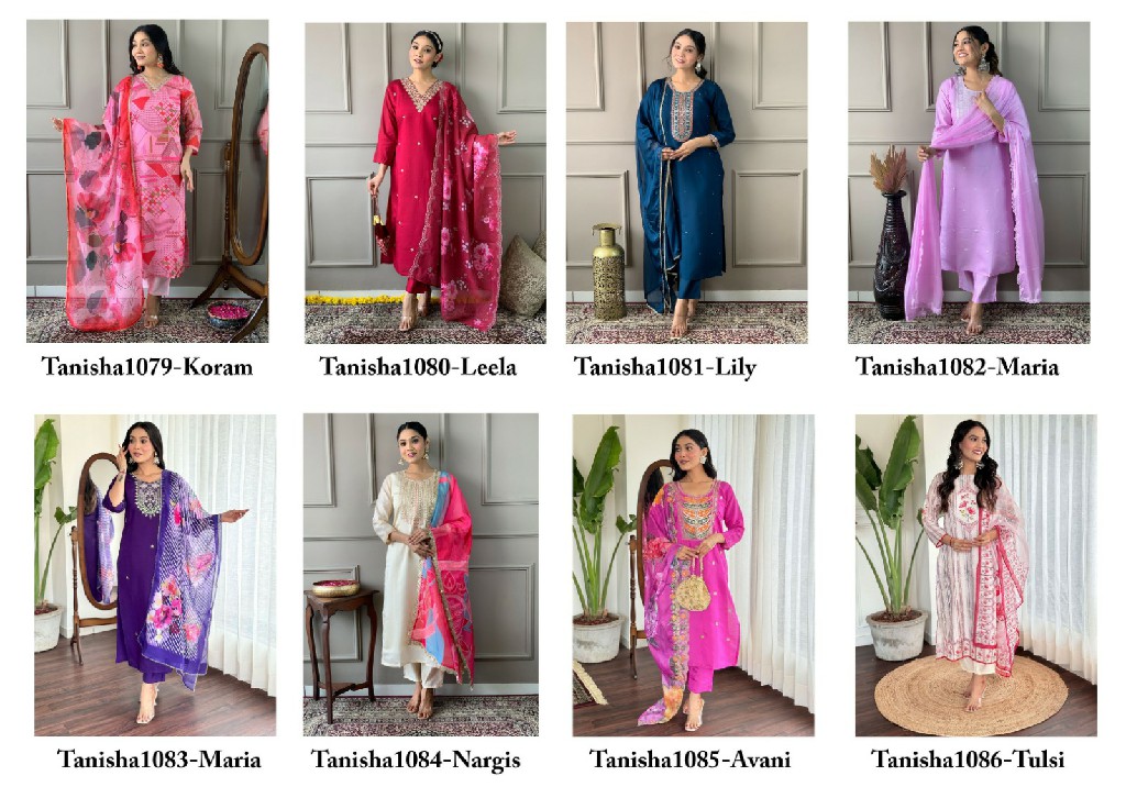 Alfaaz Tanisha Vol-13 Wholesale Viscose Chanderi Silk Top With Pant And Dupatta