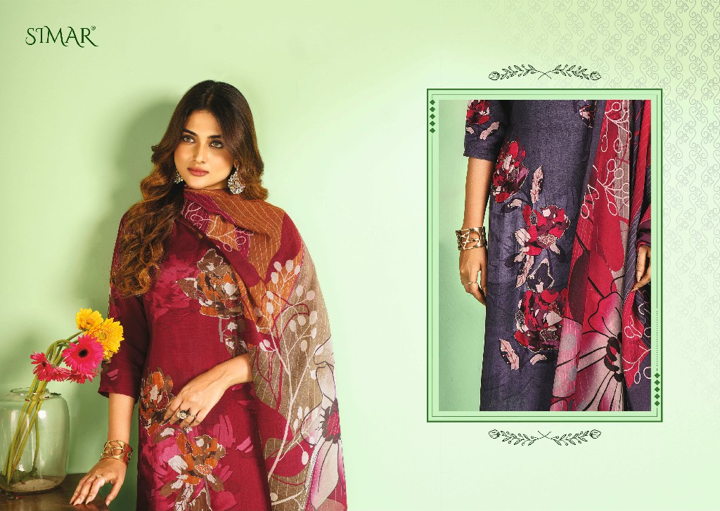 Glossy Simar Sameera Wholesale Viscose Muslin With Handwork Suits