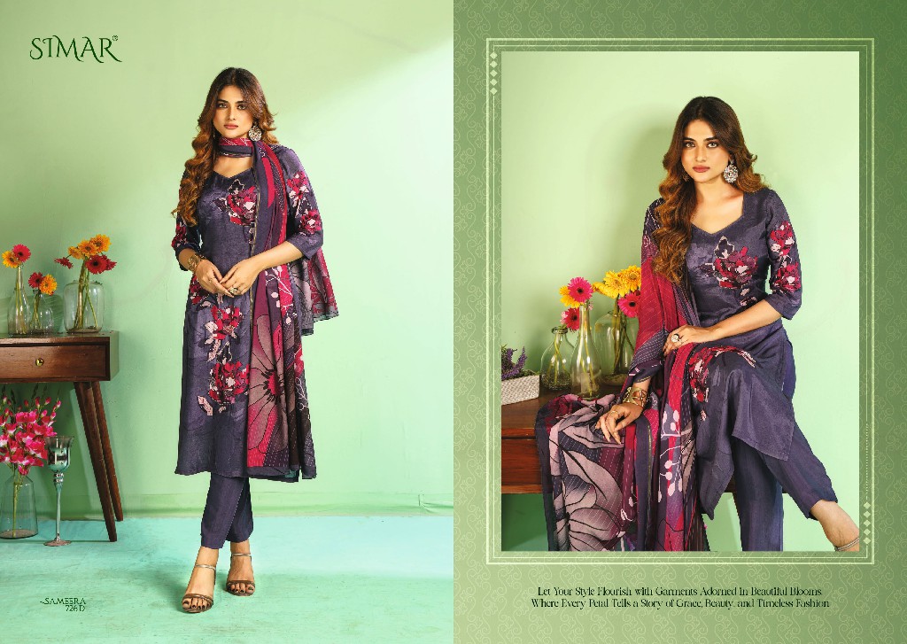 Glossy Simar Sameera Wholesale Viscose Muslin With Handwork Suits