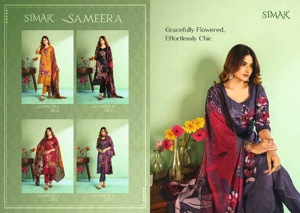 Glossy Simar Sameera Wholesale Viscose Muslin With Handwork Suits