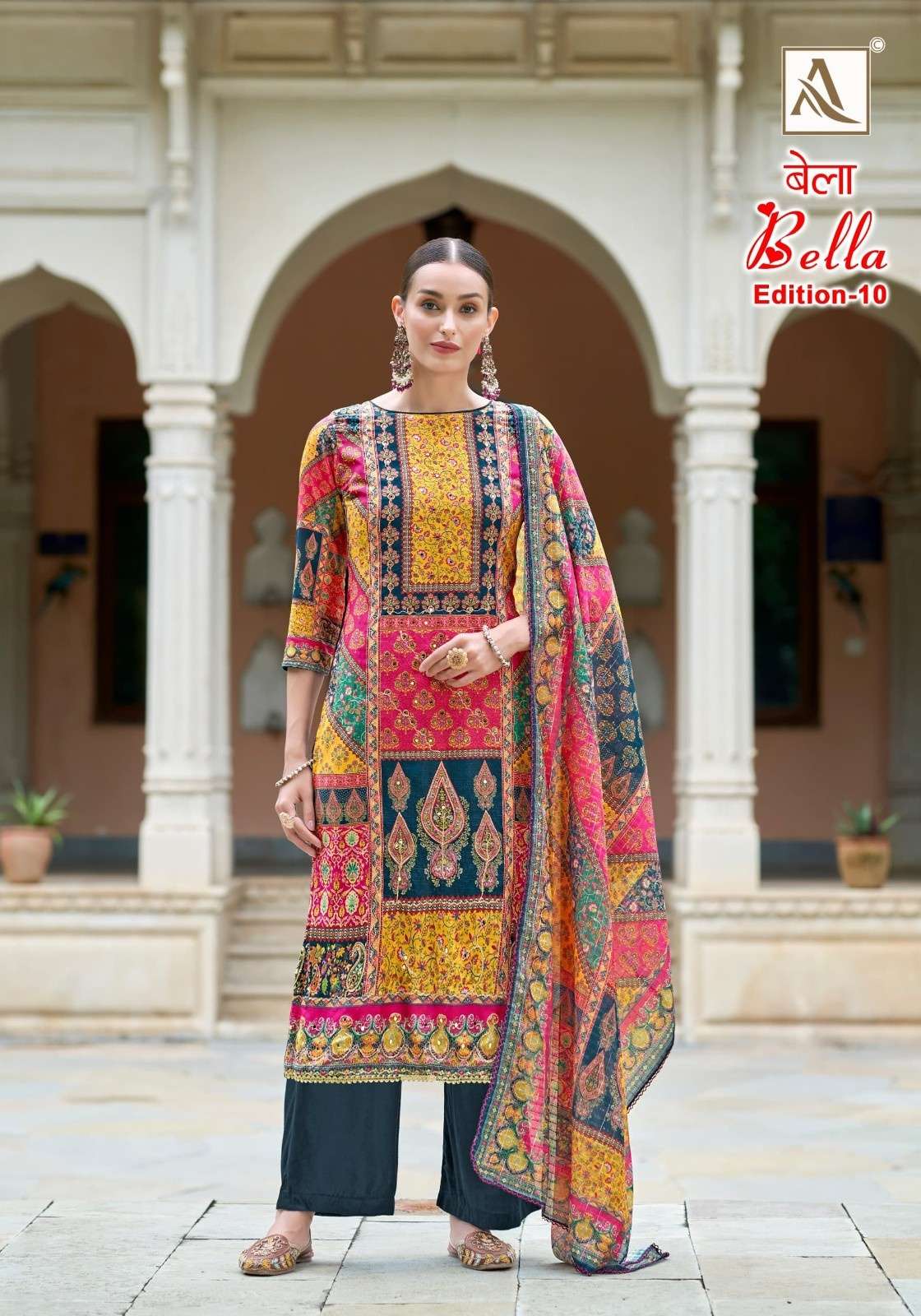 bella vol 10 by alok muslin print casual pakistani dress material