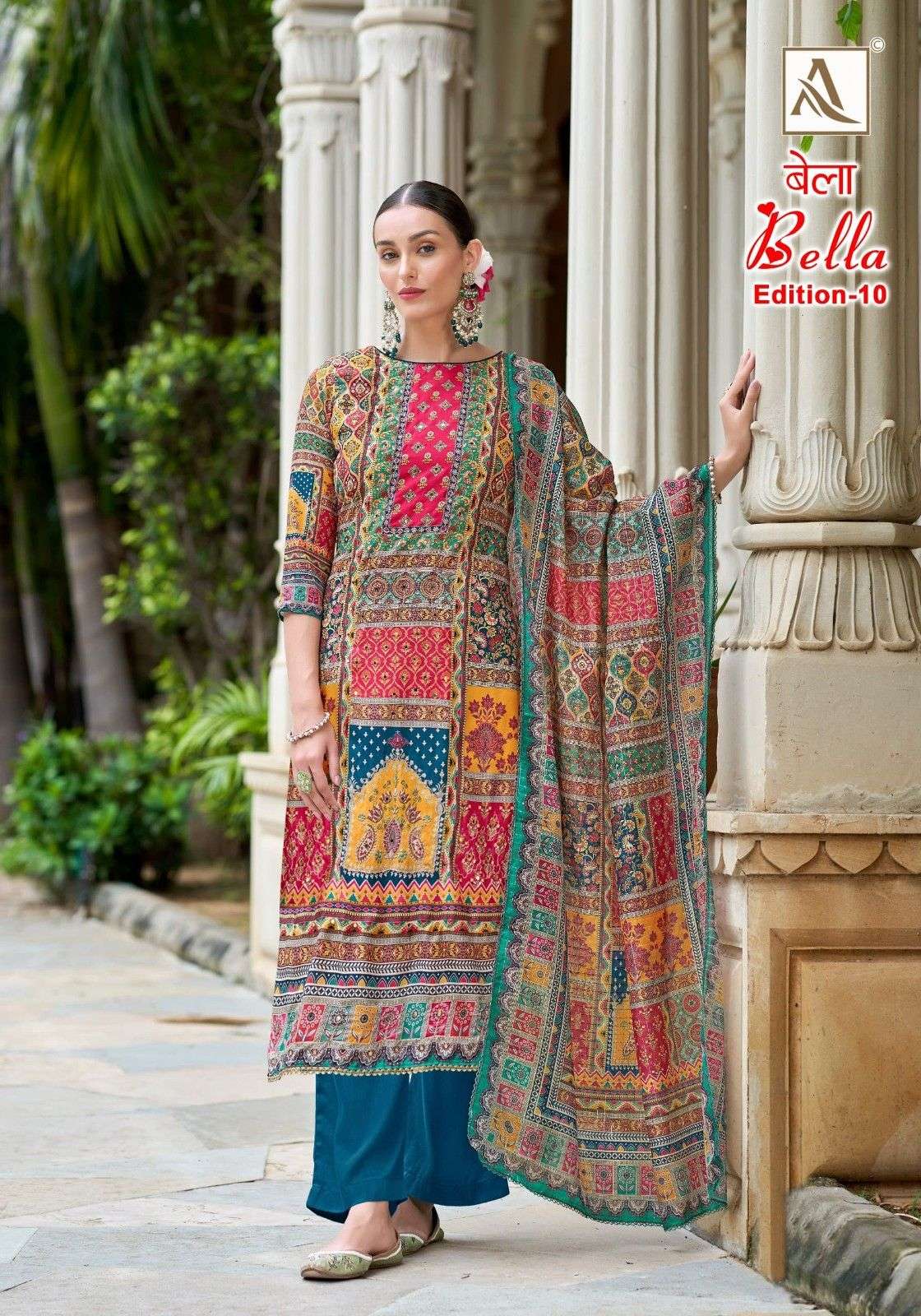 bella vol 10 by alok muslin print casual pakistani dress material