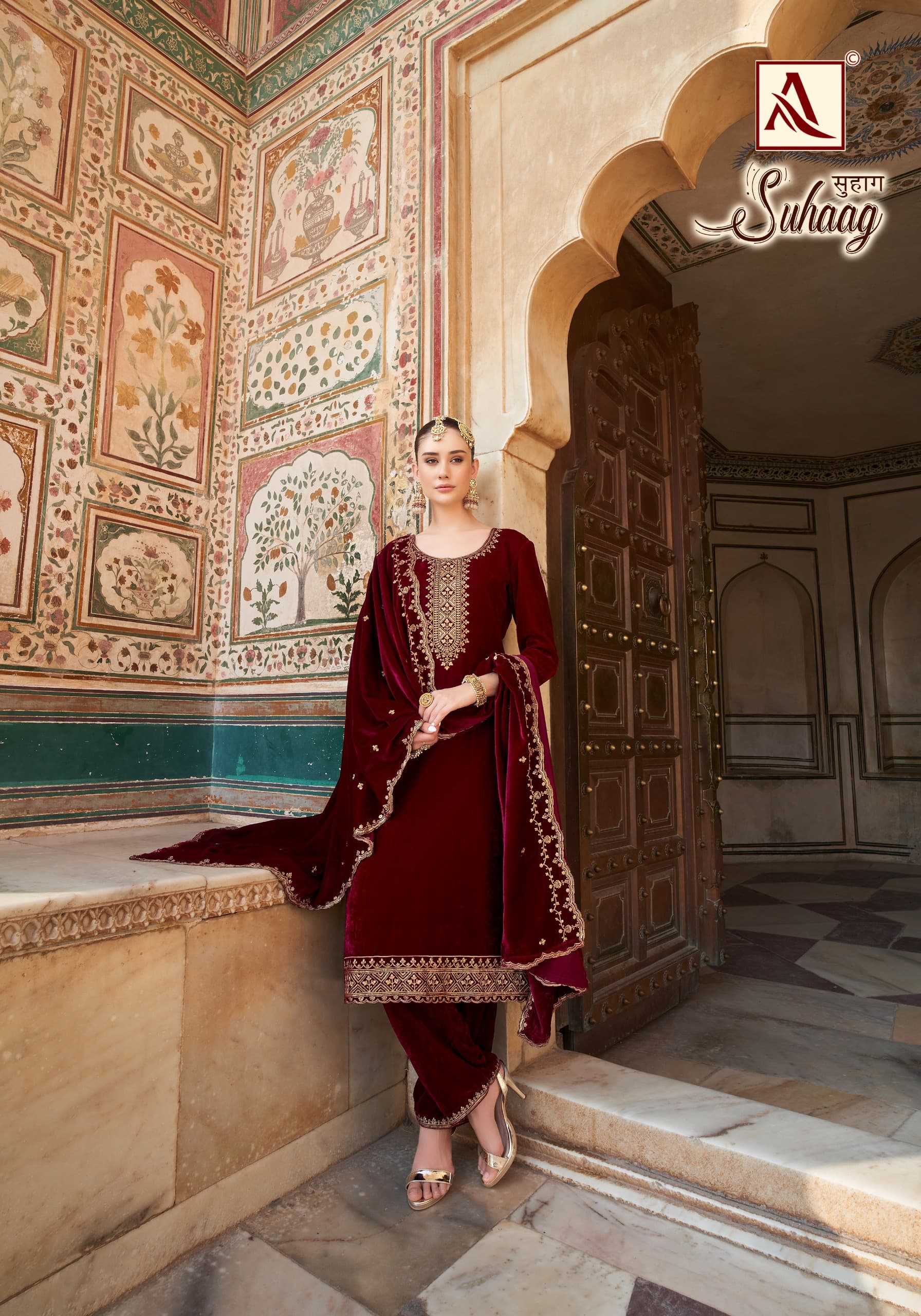 suhaag alok velvet designer pakistani winter special dress material