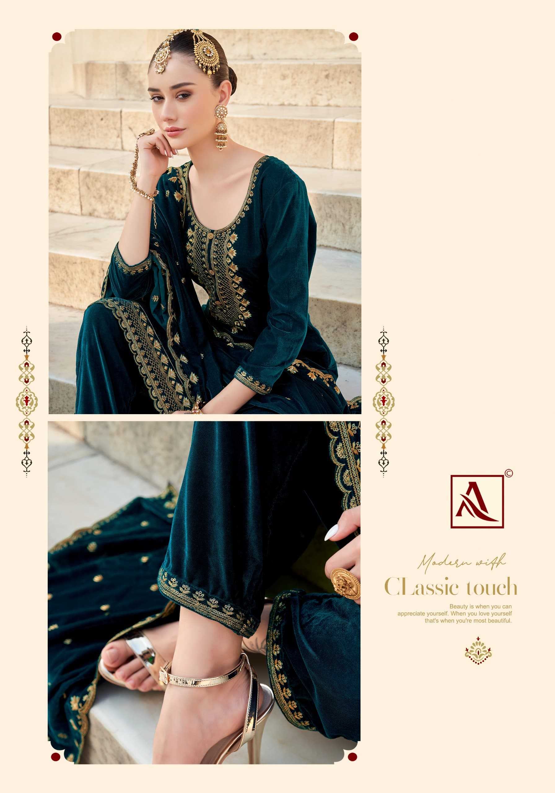 suhaag alok velvet designer pakistani winter special dress material