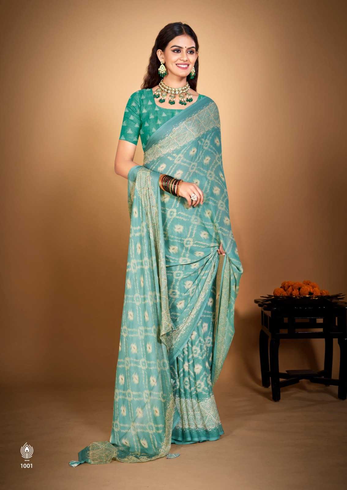 kiyra meher amazing print dull moss best saree online