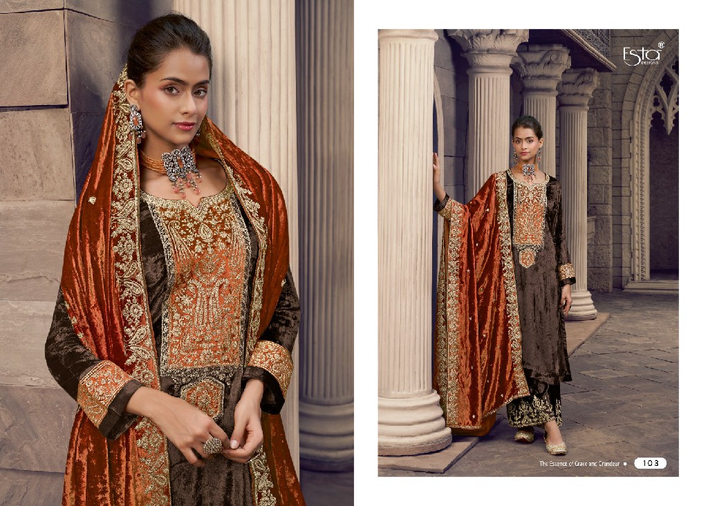 esta designs ora elegant style silk velvet 3pcs winter collection