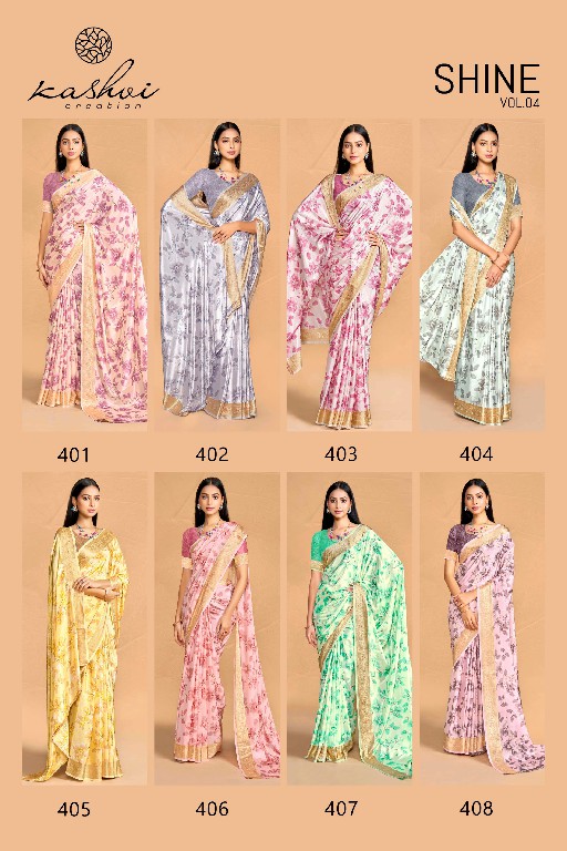 Kashvi Shine Vol-4 Wholesale Viscose Crepe Silk Sarees