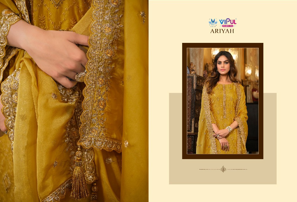 Vipul Ariyah Wholesale Shimmer Organza With Heavy Embroidery Straight Suits