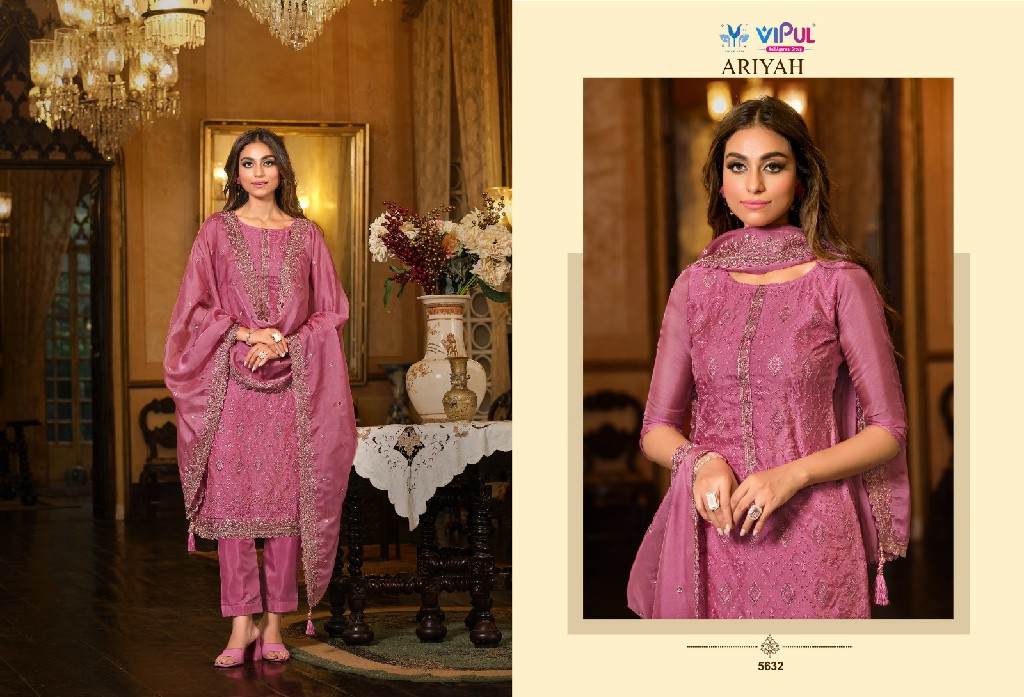 Vipul Ariyah Wholesale Shimmer Organza With Heavy Embroidery Straight Suits