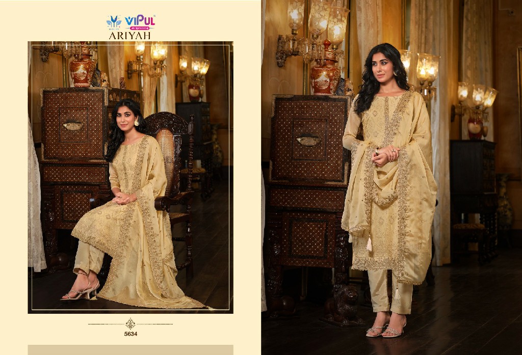 Vipul Ariyah Wholesale Shimmer Organza With Heavy Embroidery Straight Suits