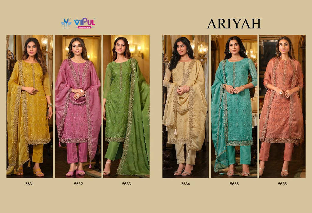 Vipul Ariyah Wholesale Shimmer Organza With Heavy Embroidery Straight Suits