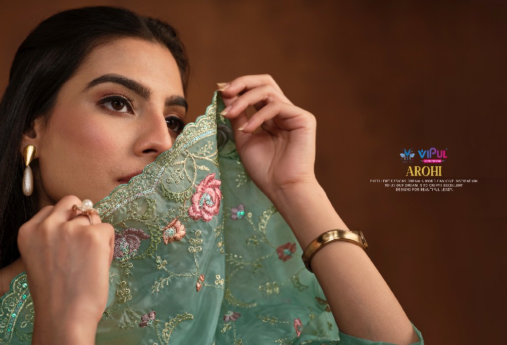 Vipul Arohi Wholesale Soft Organza With Embroidery Work Straight Suits