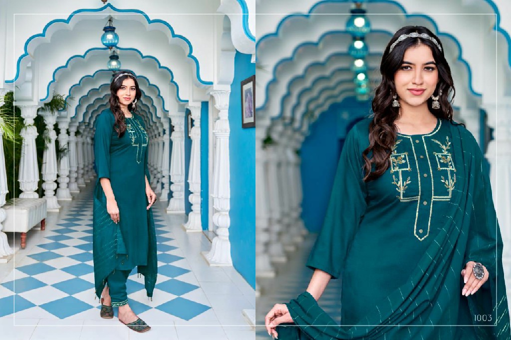 Sweety Prague Wholesale Fancy Chinon Kurti With Bottom And Dupatta