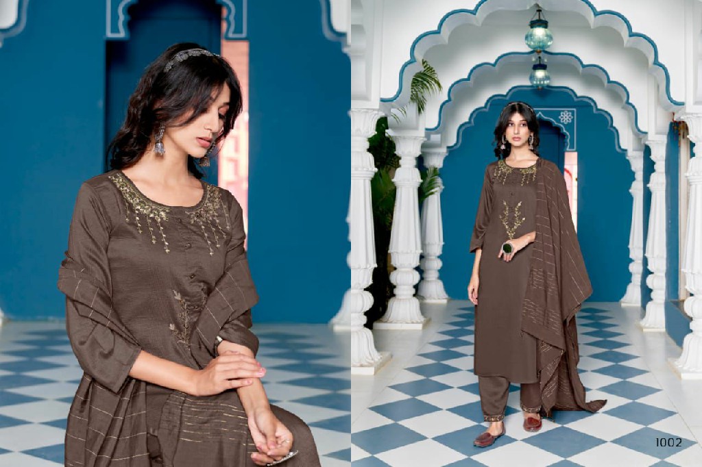 Sweety Prague Wholesale Fancy Chinon Kurti With Bottom And Dupatta