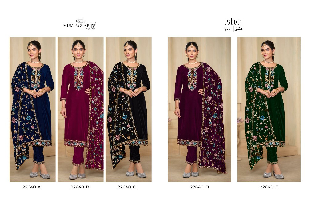 Mumtaz Arts Ishq Wholesale Pure Premium Velvet With Embroidery Winter Suits