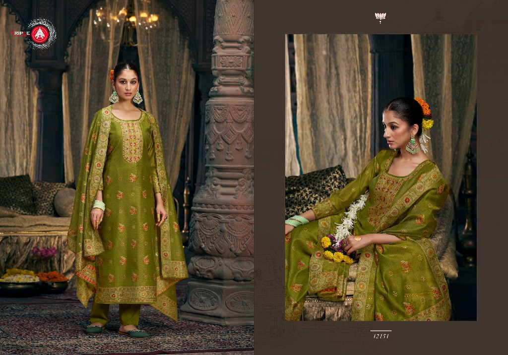 Triple AAA Taniya Wholesale Viscose Simar Silk With Minakari Dress Material