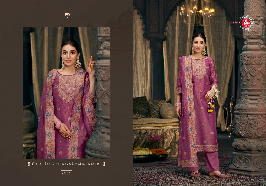 Triple AAA Taniya Wholesale Viscose Simar Silk With Minakari Dress Material