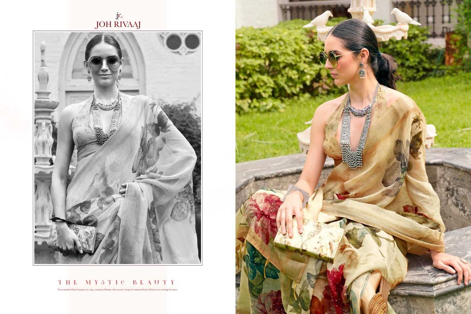 jaymee by joh rivaaj linen khatha work new trendy saree exports