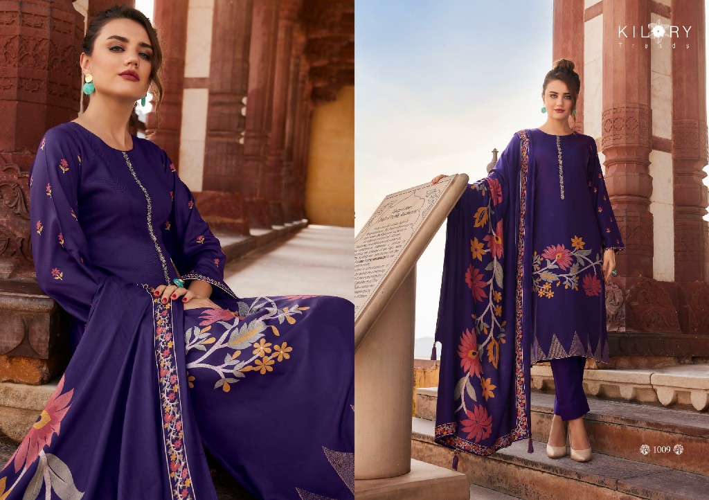 Kilory Crystal Wholesale Pure Viscose Pashmina With Fancy Embroidery Winter Suits