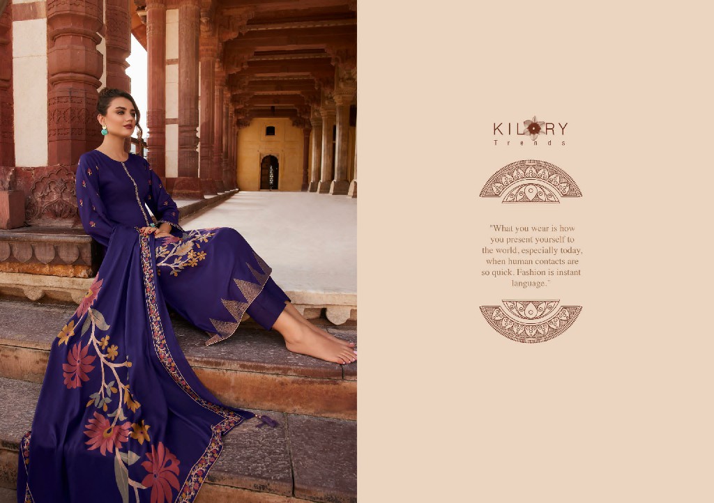 Kilory Crystal Wholesale Pure Viscose Pashmina With Fancy Embroidery Winter Suits