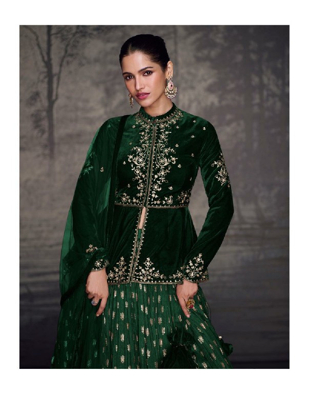 Sayuri Glam Wholesale Velvet Top With Premium Silk Skirt Stitched Suits