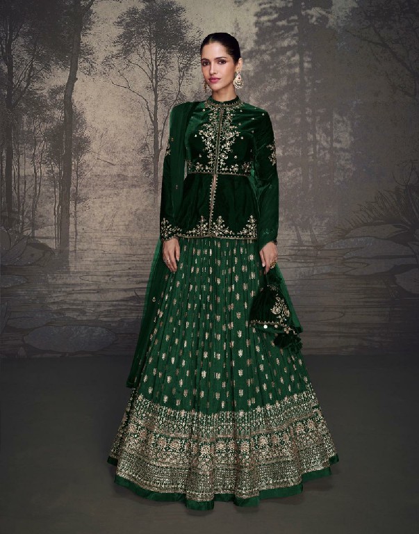 Sayuri Glam Wholesale Velvet Top With Premium Silk Skirt Stitched Suits