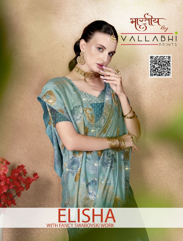 Vallabhi Elisha Wholesale Brasso Satin With Swaroski Work Sarees