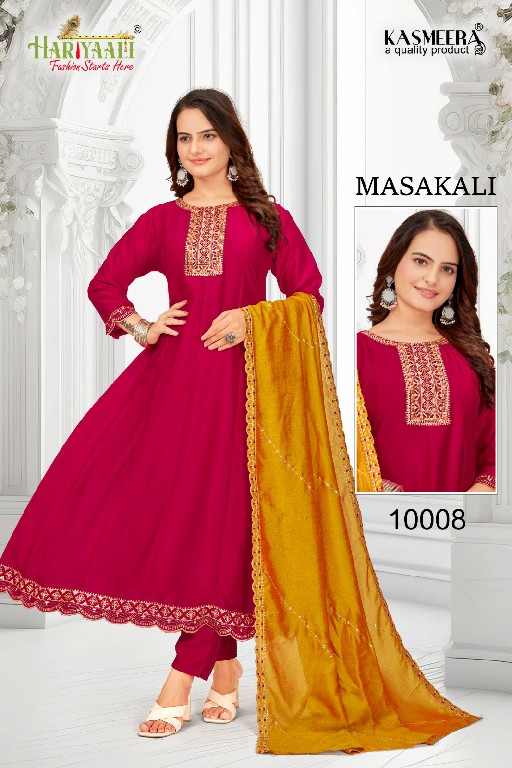 Hariyaali Masakali Wholesale Vichitra Silk Kali Pattern Kurtis With Pant And Dupatta