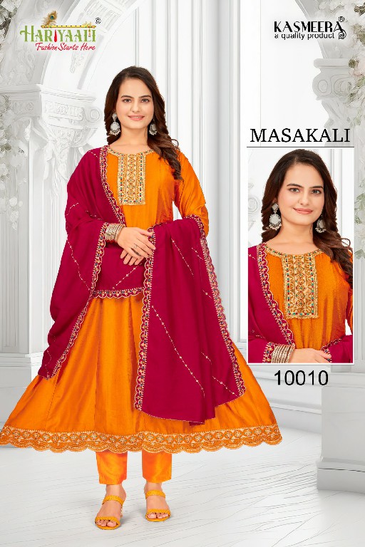 Hariyaali Masakali Wholesale Vichitra Silk Kali Pattern Kurtis With Pant And Dupatta