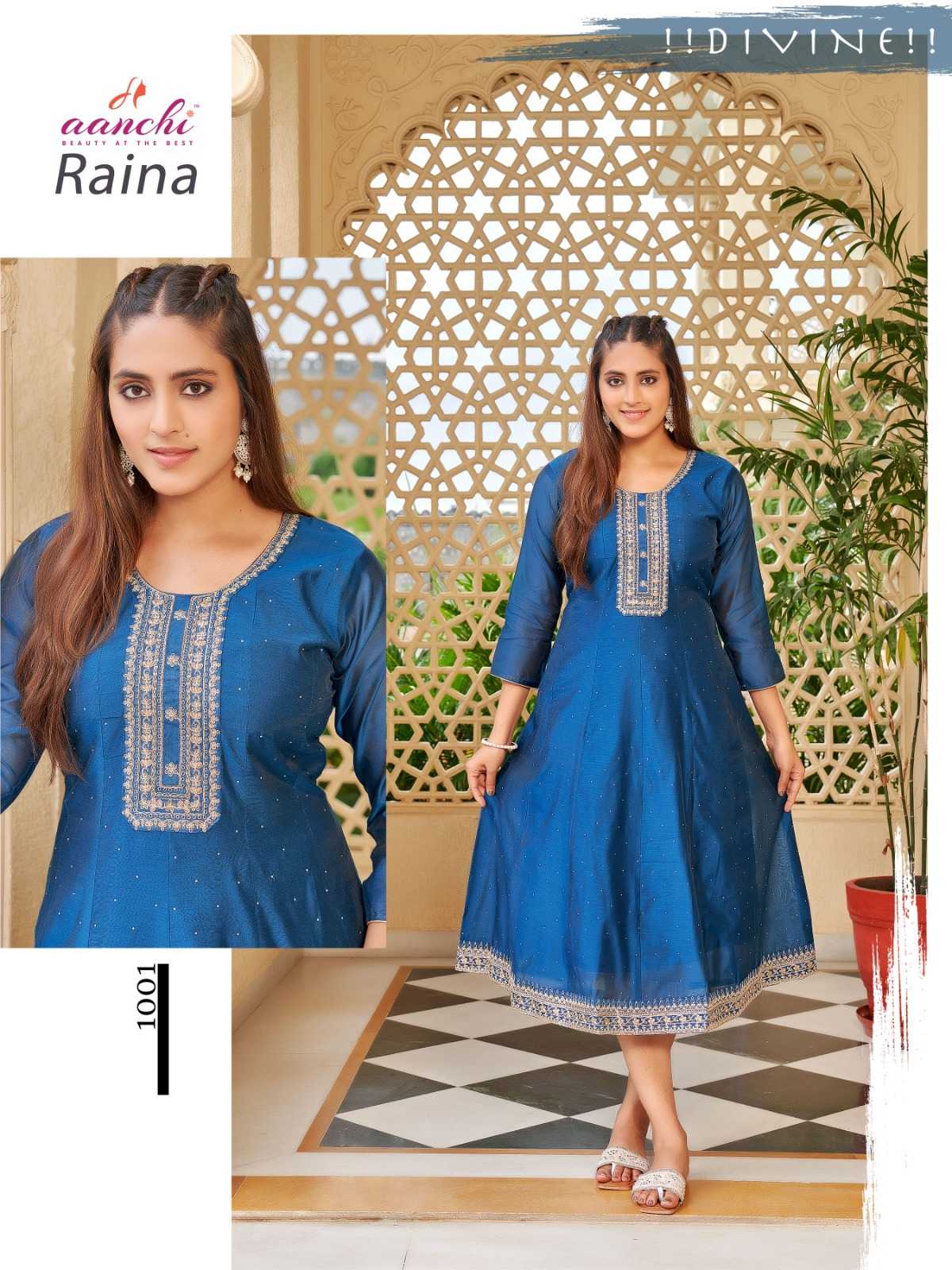 raina by aanchi modal silk readymade stylish long kurti