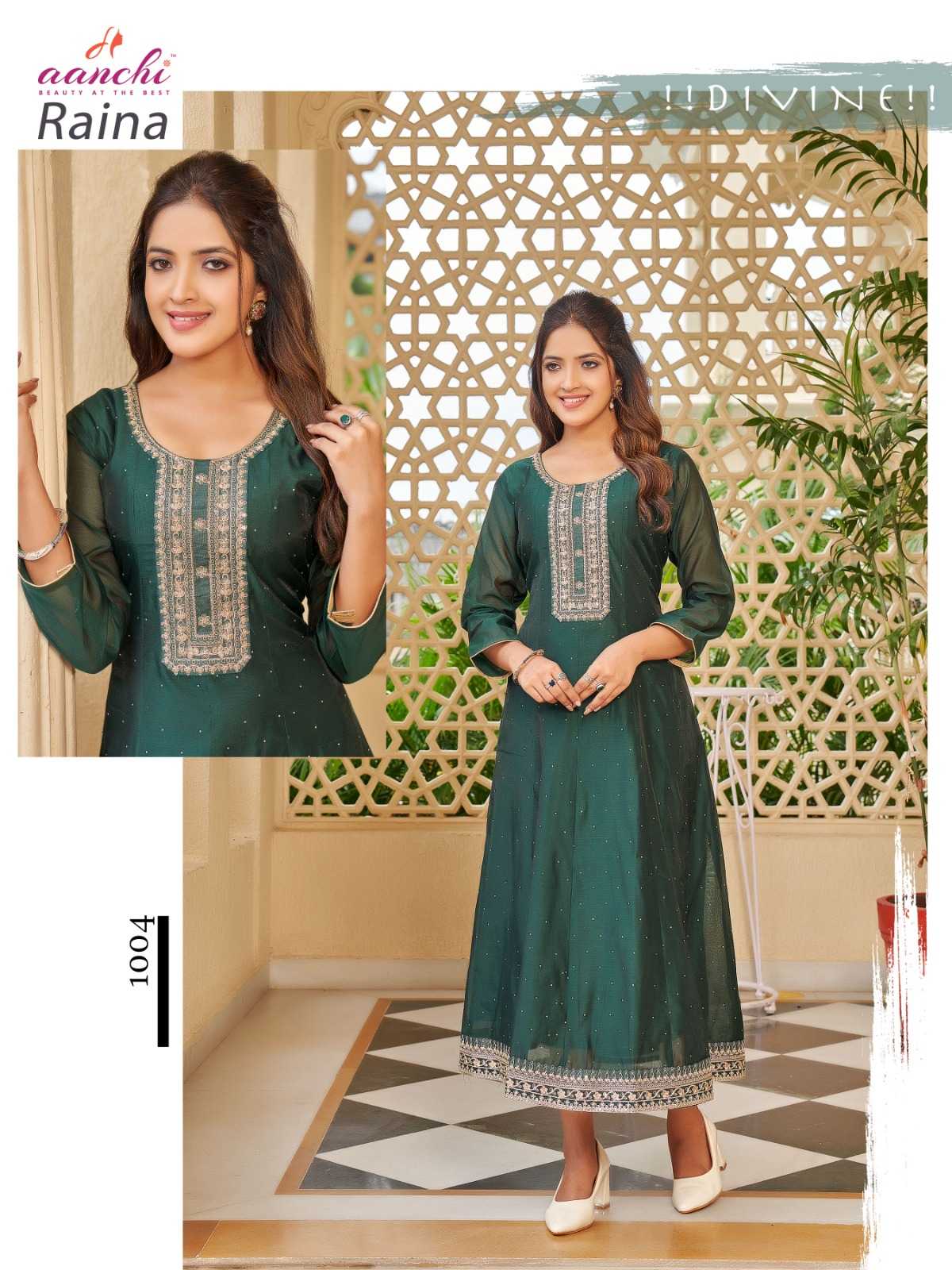 raina by aanchi modal silk readymade stylish long kurti