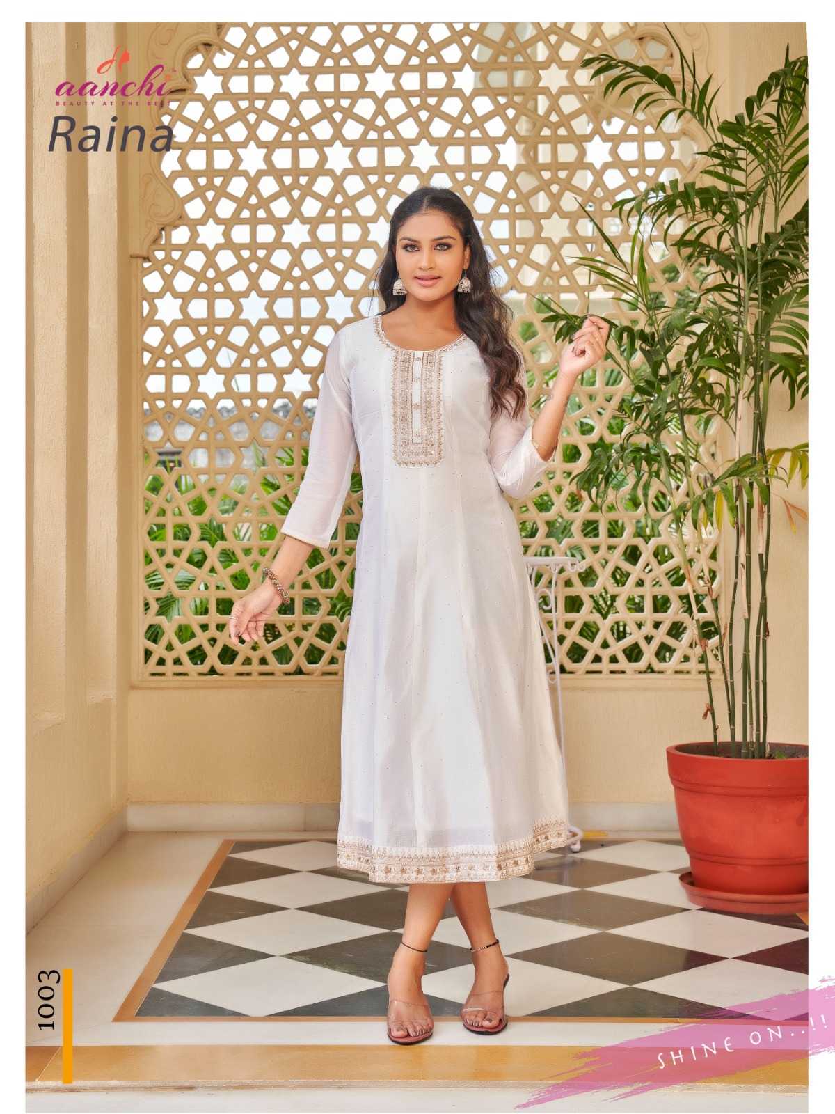 raina by aanchi modal silk readymade stylish long kurti