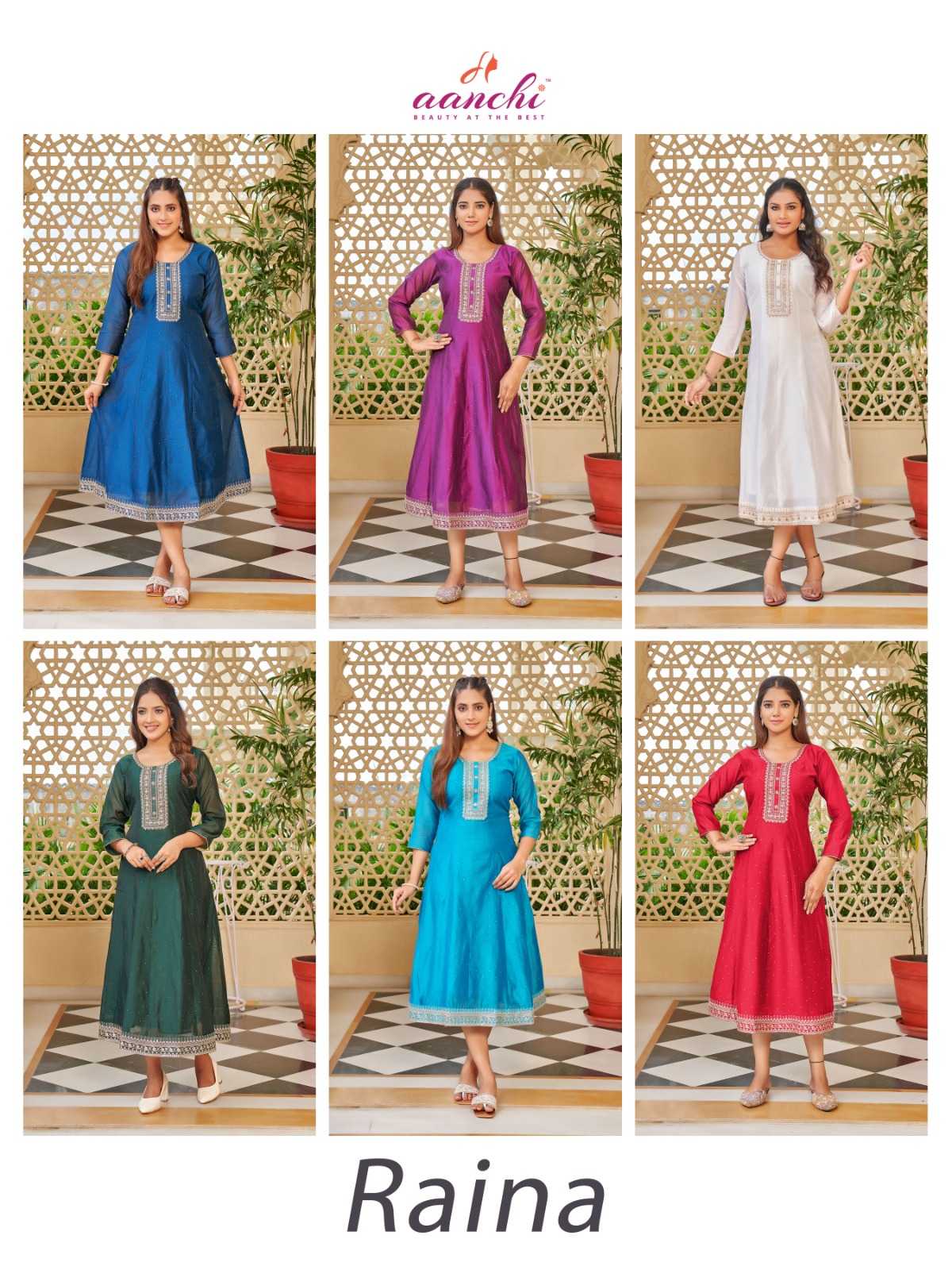 raina by aanchi modal silk readymade stylish long kurti