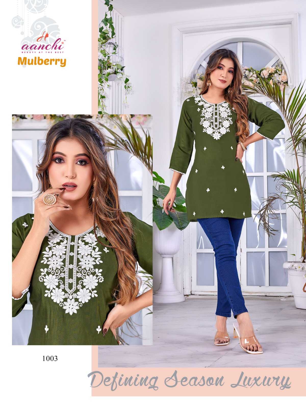 mulberry by aanchi roman silk readymade stylish western top