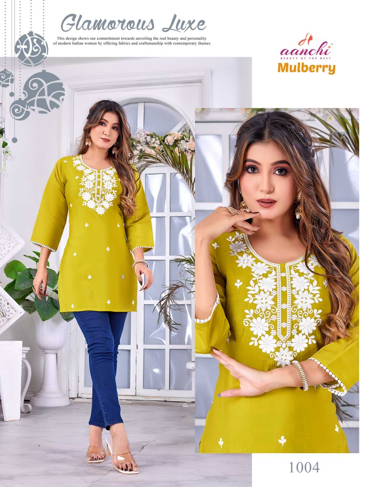 mulberry by aanchi roman silk readymade stylish western top