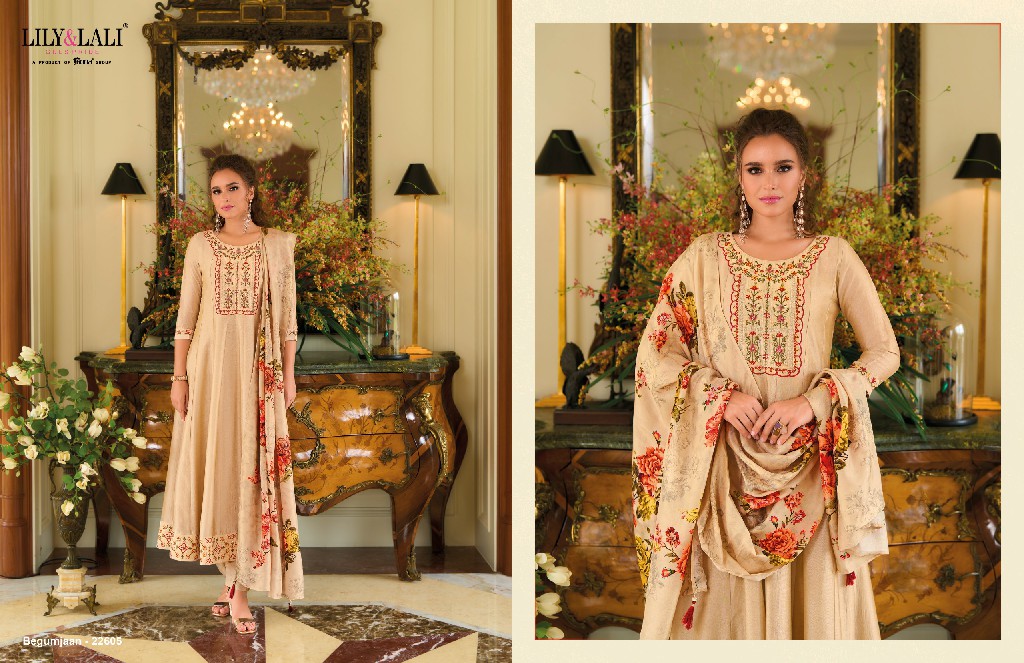 begum jaan by lily And lali anarkali style vichitra silk full stitch party wear suit