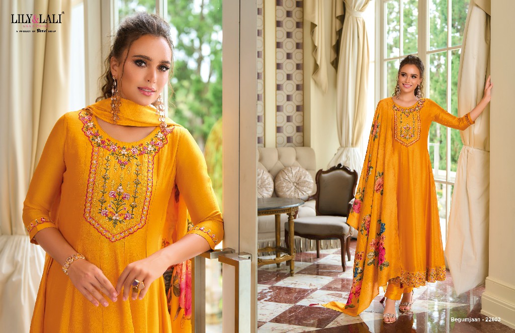 begum jaan by lily And lali anarkali style vichitra silk full stitch party wear suit