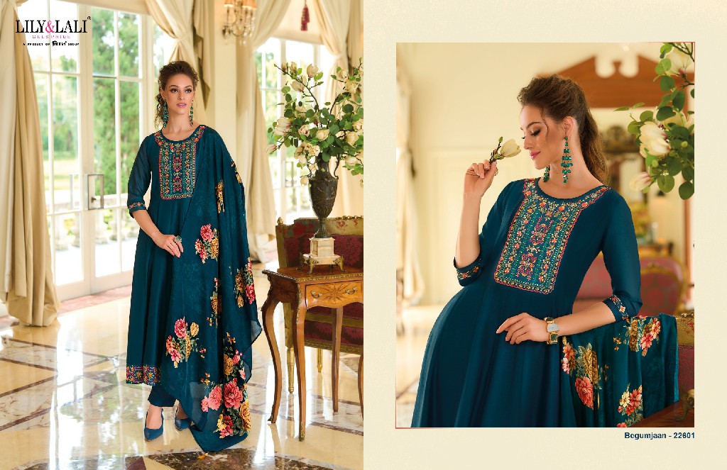 begum jaan by lily And lali anarkali style vichitra silk full stitch party wear suit